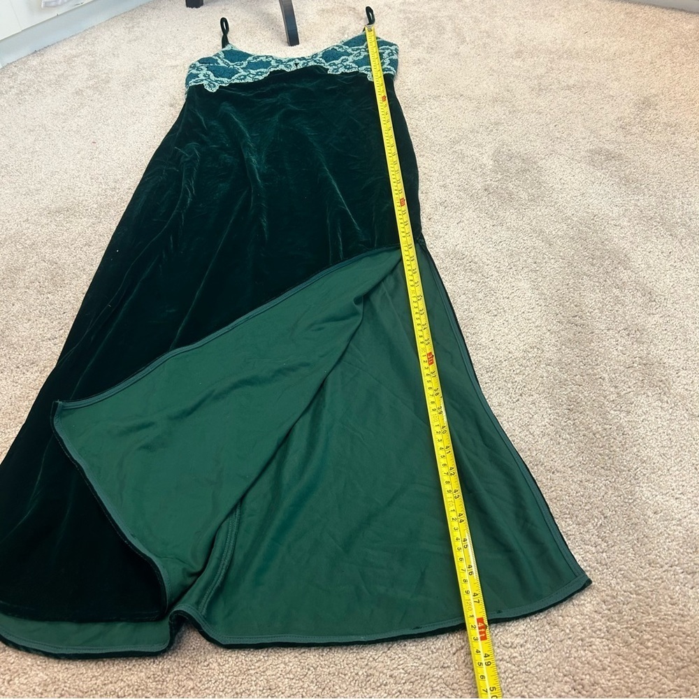 ZARA VELVET & CROCHET MAXI SLIP DRESS DARK GREEN SZ M NWT - Picture 11 of 15